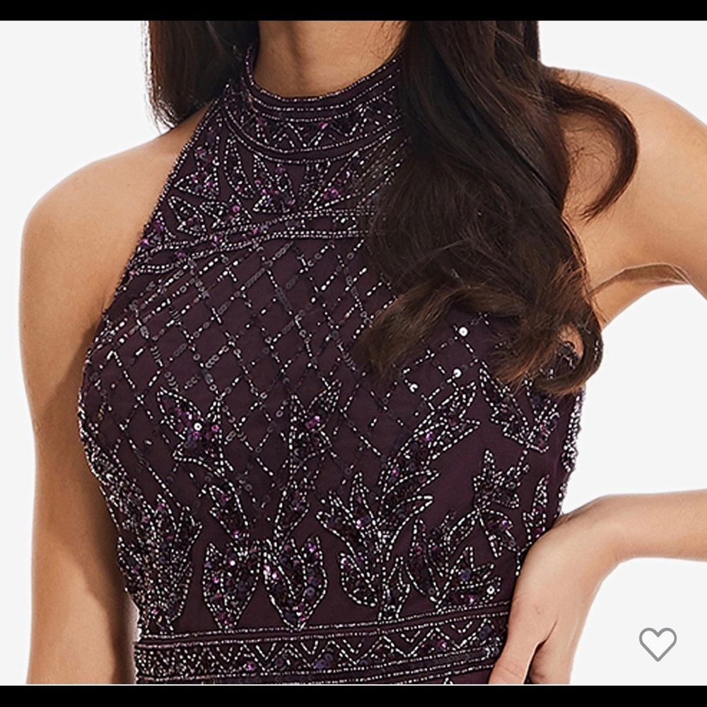 Adrianna Papell long beaded dress size 14 in plum color - available as of 1/1/25